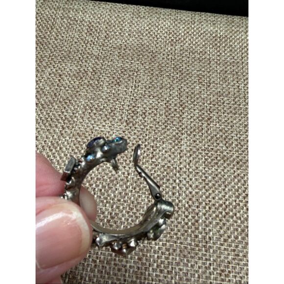 Sorrelli Crystal Hoop Earrings โ Blue & Iridescent Stones โ As Is - Picture 7 of 9